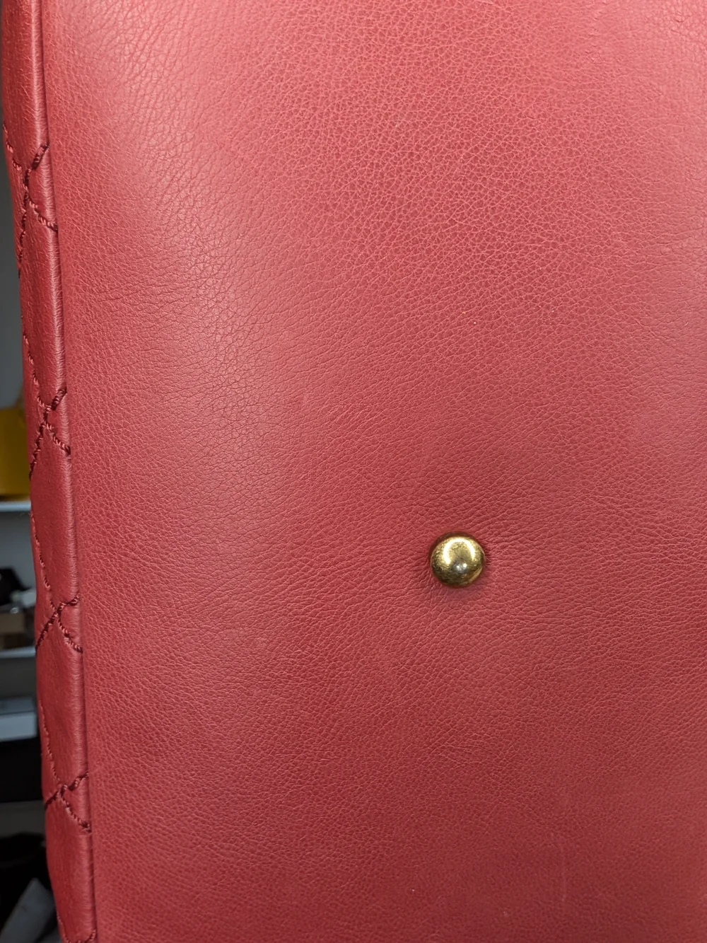 Chanel CC 2 way top handle Quilted Red Shoulder Handbag with bronze Chain